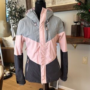 O'Neill Women's Two-Tone Ski Jacket in Pink and Gray